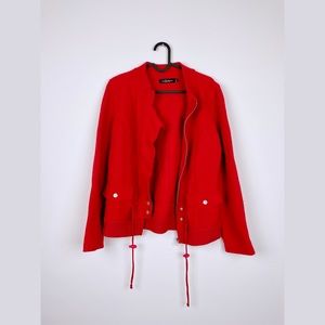Eric Alexandre 100% Wool Red Jacket with zipper and buttons